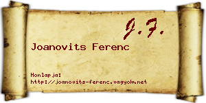 Joanovits Ferenc névjegykártya
