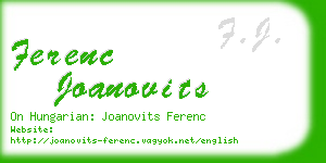 ferenc joanovits business card